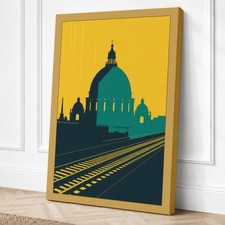 Catedral en Lienzo Minimalista Dorado Impresión Arte de Pared Decoración del Hogar Listo para Colgar