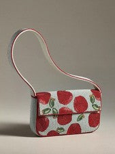 Bolso artesanal con cuentas Anthropologie Fiona edición de comida manzanas rojas nuevo con etiquetas