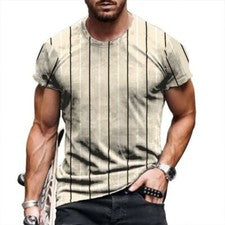 Camiseta Hombre Raya Gráfico Manga Corta Amarillo Rayas Informal Suave Camiseta