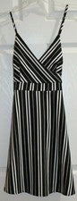 Vestido Favlux Moda Mujer Blanco y Negro Rayas Sin Mangas Talla Pequeña