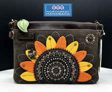 MINI BOLSO BANDOLERA BOLSO CHALA OLIVA DESLUMBRANTE FLOR GIRASOL ABEJA