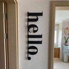 Arte de pared de metal Hello Words colgante de pared para decoración de hogar sala de estar dormitorio