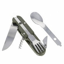 Multiherramienta de utensilio de camping 6 en 1 para exteriores ASR con estuche de transporte