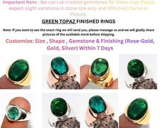Anillo chapado en plata 925 acabado fino topacio verde para hombre y mujer joyería regalo