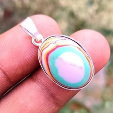 Colgantes étnicos de piedras preciosas de calílice arco iris enchapados en plata de ley 925 joyas