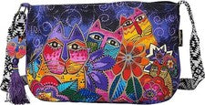 Bolso Bandolera Laurel Burch Laurel Patrón Jardín Laurel Gatos y Flores