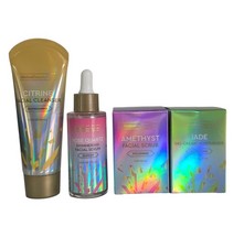 Limpiador, exfoliante, suero e hidratante Global Beauty Care con piedras preciosas para el cuidado de la piel ~ 4 paquet