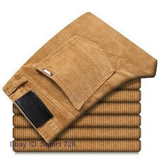 Pantalones informales de pana para hombre moda de negocios elásticos calce regular pantalones gruesos