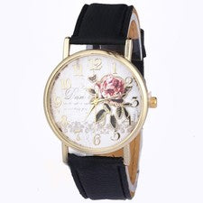 Reloj Minimalista Cuarzo Rosa - Caja Acero Inoxidable y Brazalete Blanco Negro