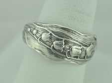 Delicado Anillo Floral Pronto Flor Lirio Del Valle Pequeño Plata de Ley 925