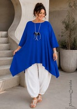 PoCo LAGENLOOK Túnica Camiseta Larga Azul Real XL-XXL-XXXL 44 46 48 50 52 54 56 58