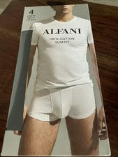 Alfani Camiseta Cuello Redondo Para Hombre XXL Negra Paquete de 4 100% Algodón Calce Ajustado Sin Etiquetas