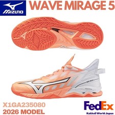 Zapatos de Balonmano Mizuno WAVE MIRAGE 5 Coral/Blanco X1GA235080 2026 ¡NUEVOS!!