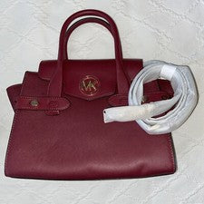 BOLSO DE HOMBRO MICHAEL KORS CARMEN MEDIANO CON SOLAPA CINTURÓN MORERA $558.00 NUEVO CON ETIQUETAS
