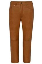 Pantalón de cuero para hombre de lujo piel de cordero cuero real calce ajustado estilo diseñador