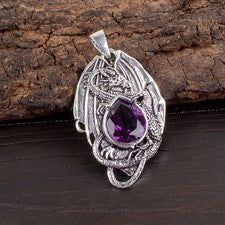 Colgante de joyería de plata de ley 925 hecho a mano con piedras preciosas de amatista africana regalo para
