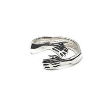 Anillo de plata esterlina genuino abrazo sólido con sello 925 hecho a mano