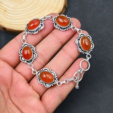 Pulsera de joyería de plata esterlina 925 hecha a mano de piedras preciosas...