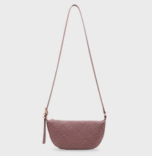 Bolso Bandolera Anne Klein Rosa Malva Tejido Textura Imitación Cuero Media Luna Nuevo con Etiquetas
