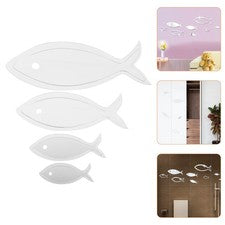 Juego de pegatinas de pared espejo acrílico peces pegatinas de pared 3D para decoración del hogar