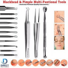 Pinzas removedoras de espinillas y extractor de comedones juego de herramientas para acné, granos y manchas