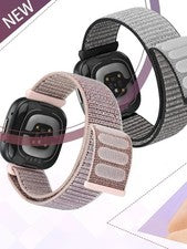 Correa de reloj elástica de tela tejida con lazo de nailon para Fitbit Versa 4/3 Sense2/1