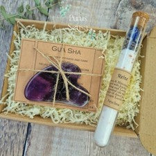 Amatista Gua Sha Set de Regalo Sales de Baño Mimo Spa Cuidado Personal Relajación Herramienta Facial