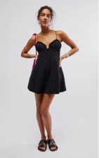 Vestido Free People Altura para mujer XS negro sin mangas correa de espagueti mini