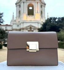 Bolso de mano para mujer de cuero italiano de diseñador - beige lila