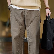 Pantalones cargo rectos largos de algodón estilo americano para hombre pantalones informales retro bolsillo