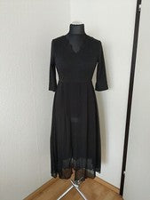 Vestido Babara Moda Mujer Gasa Negro Talla M 3/4 Brazo