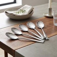 5 Piezas 304 Acero Inoxidable Cuchara de Servir con Liso Alargado para Mango 22,5 cm