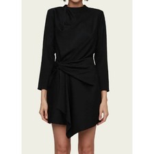Mini Vestido A.L.C Kay Negro Nuevo con Etiquetas Falda Asimétrica Manga Larga Para Mujer 4