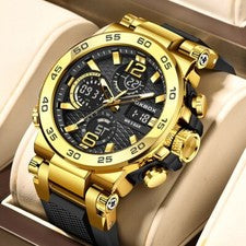Reloj Hombre Impermeable Cronógrafo Doble Pantalla Deportes Militar LED Estilo Buzo