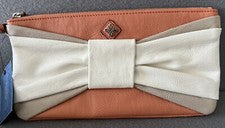Cartera de albaricoque Simply Vera Wang Belmont con lazo para mujer nueva con etiquetas
