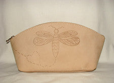 Bolso organizador cosmético Portland Leather Goods Total Eclipse grabado mariposa NUEVO
