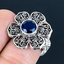 Anillo de joyería de plata esterlina 925 hecho a mano con piedras preciosas...