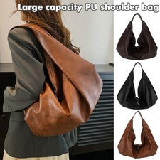 Bolso de hombro informal de moda de cuero PU de gran capacidad para mujer