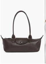 Bolso de Hombro Longchamp Le Pliage Xtra M Cuero Moca Marrón Baguette Cartera