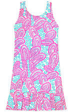 Vestido para mujer - Vestido estampado rosa azul - Algodón - Mini vestido - 2XL