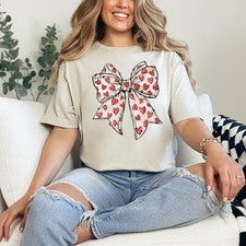 Camiseta con lazo corazón rojo para mujer hilada en anillo estilo coqueta regalo de San Valentín para ella