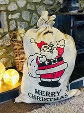 Saco de Papá Noel de arpillera de Navidad extra grande bolsa de regalo rústica vintage 120x60 cm Navidad