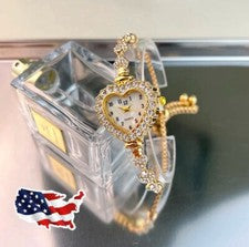 Delicado reloj pulsera de moda para mujer dama tono dorado circonita cúbica