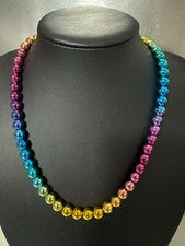Collar de cadena de hematita 8 mm! ¡400 quilates aprox! 47 cm colores arco iris x arco iris