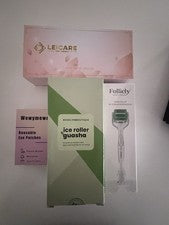 Parches para ojos reutilizables autocuidados, rodillo de hielo y guasha, rodillo Derma, rodillo de jade