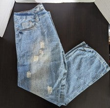 Pantalones de mezclilla para hombre Bare Couture Y2K desgastados talla 40" X 32" geniales "aspecto reparado" nuevos sin 