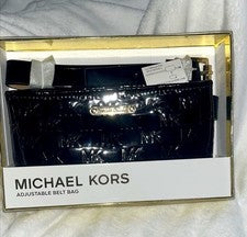 Bolso Cinturón Michael Kors Negro Patente en Relieve Cuero Talla S/M Nuevo con Etiquetas
