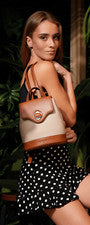 Zaino Mujer Mimi Beige CAMOMILLA 10999 Bicolore Bolsa Moda Primavera Verano