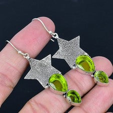Pendiente de joyería de plata esterlina 925 hecho a mano de piedras...