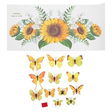 1 juego de calcomanías de pared duraderas de girasol PVC 3D flores mariposas decoración del hogar pegatina